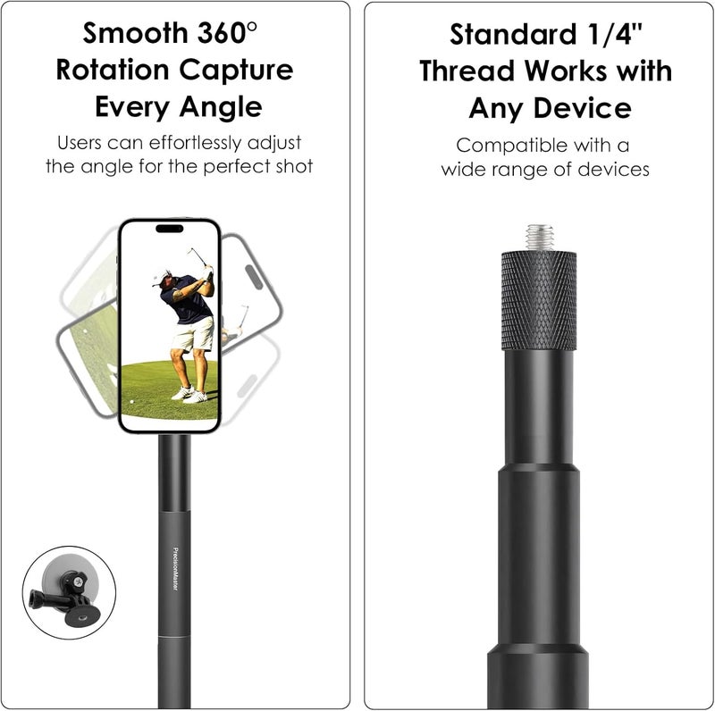 PrecisionMaster Golf Monopod Stick, Record Golf Swing with Magnetic Phone Holder, Adjustable Tripod with Spike Stake Golf Accessories Golf Swing Training, Compatible with Gopro Insta, Golf Train Aids - Image 4